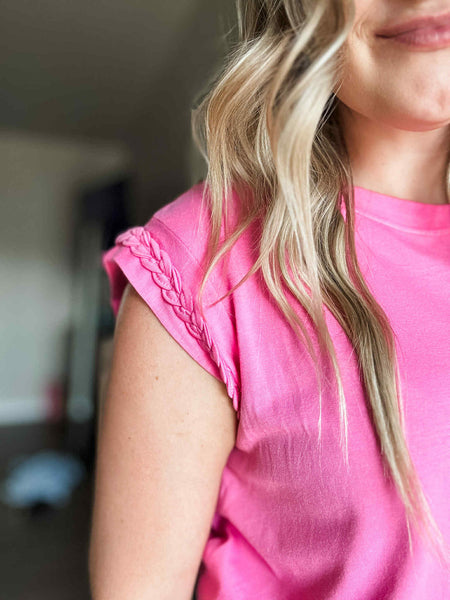 Tinsley Braided Sleeve Tee - SIZE MEDIUM