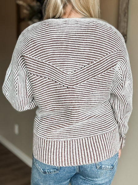 Cozy Chalet Striped Sweater - SIZE MEDIUM