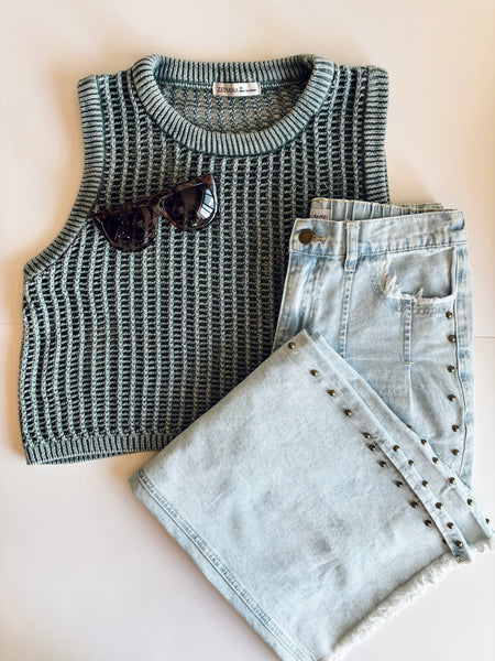 Yvie Studded Side Slit Denim