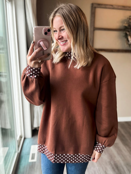 PREORDER Gwenna Polka Dot Mock Neck Pullover