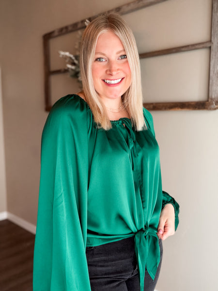 Evette Satin Front Tie Top