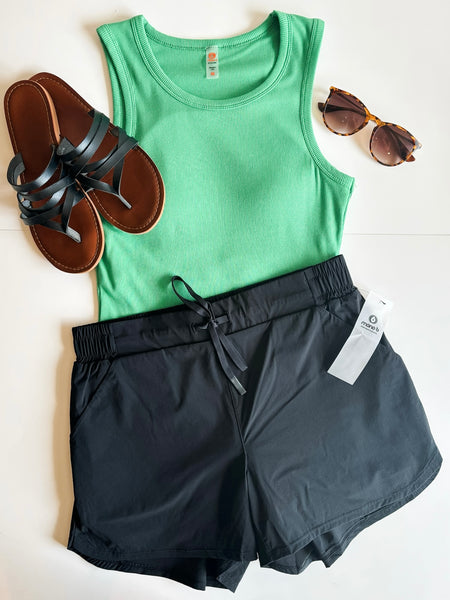 Kiri Micro-Ribbed Tank Top - Green