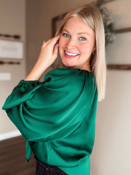 Evette Satin Front Tie Top