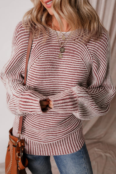 Cozy Chalet Striped Sweater - SIZE MEDIUM