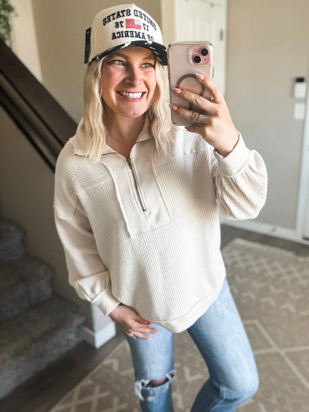 Rhodes Waffle Half Zip Pullover
