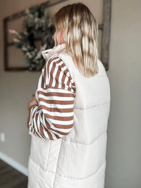 Tahoe Longline Puffer Vest - Cream