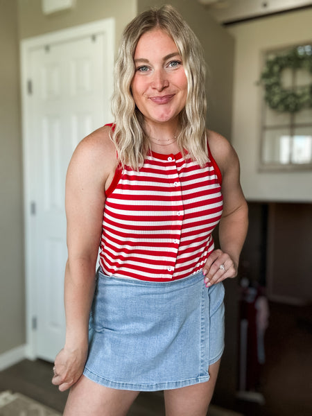 Orli Stripe Button Tank