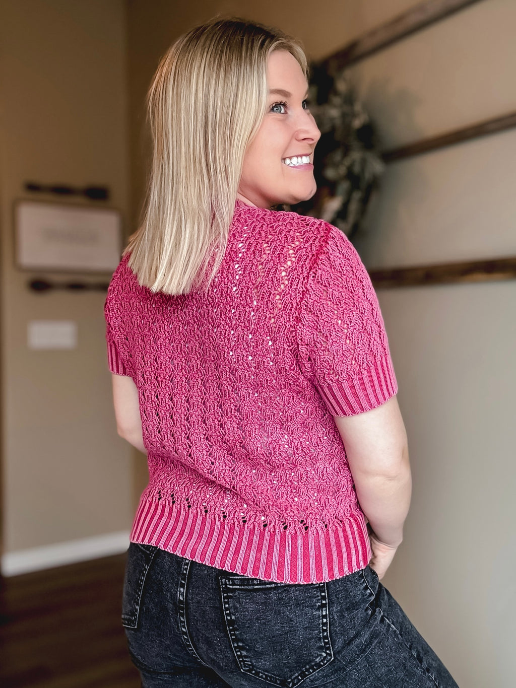 Rosy Days Knit Sweater Top