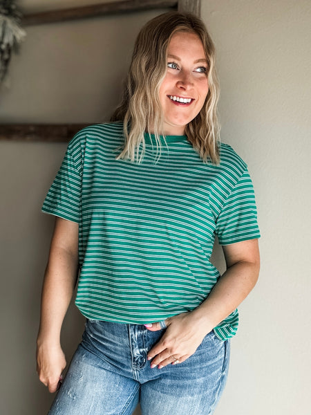Jensen Stripe Basic Tee - Green