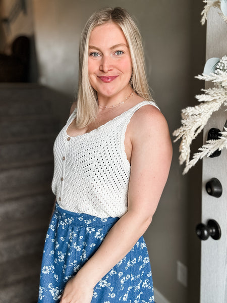 Torrie Crochet Button Tank
