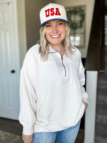 Rhodes Waffle Half Zip Pullover