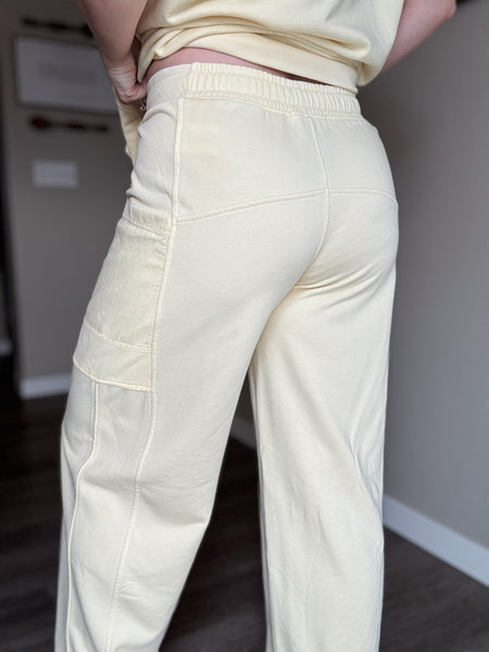 Laela French Terry Cargo Pant - Yellow