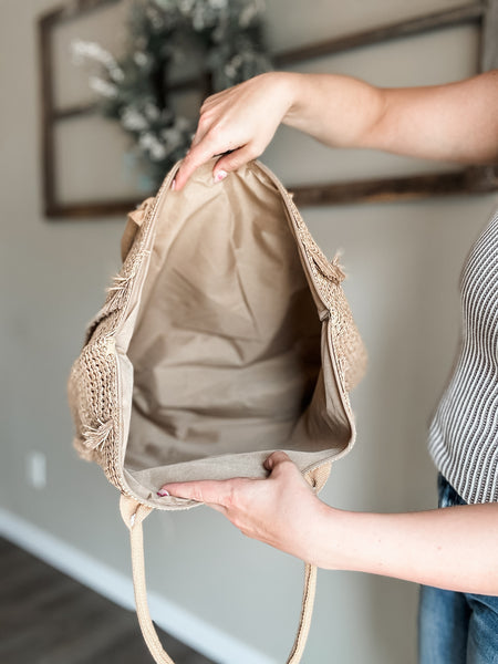 Summer Escape Straw Tote - Tan