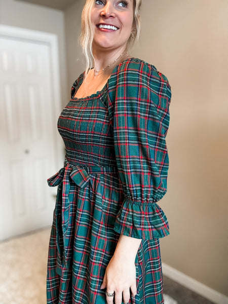 Windsor Plaid Midi Dress