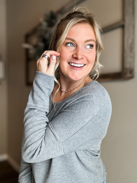 PREORDER Nyx Waffle Knit Button Top