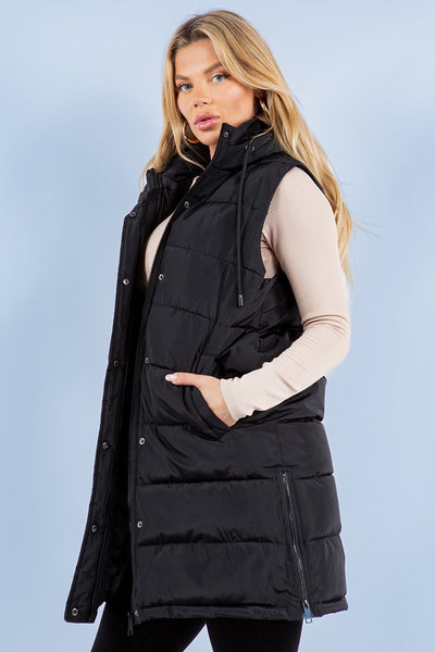 PREORDER Brendi Black Long Puffer Vest