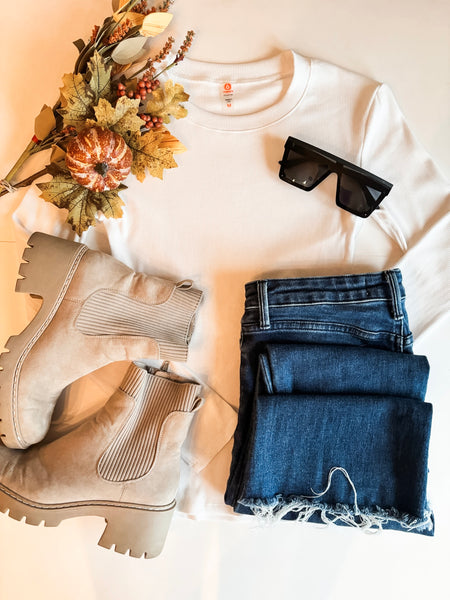Mella Micro-Ribbed Long Sleeve - Off White