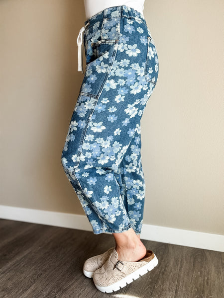 PREORDER Verbena Floral Barrel Jean