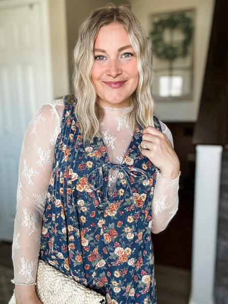 Gardenia Floral Denim Romper