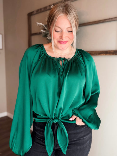 Evette Satin Front Tie Top