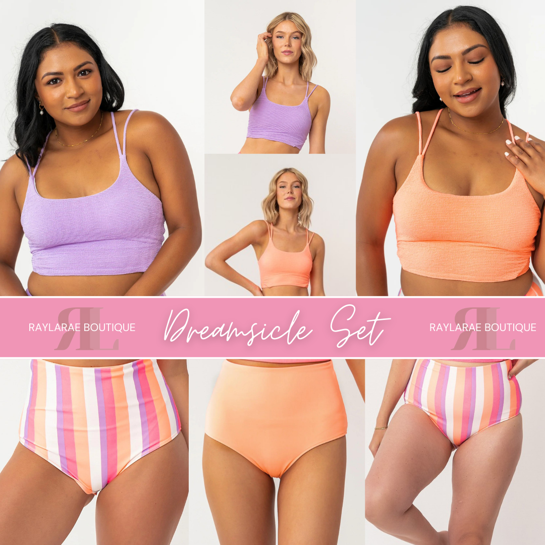 Dreamsicle Stripe Swim Set - SIZE MEDIUM