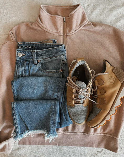 Reset Mode Quarter Zip Pullover - Taupe