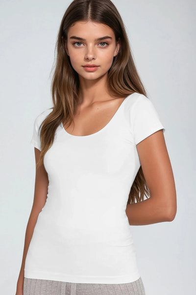 Lele Scoop Neck Top - White