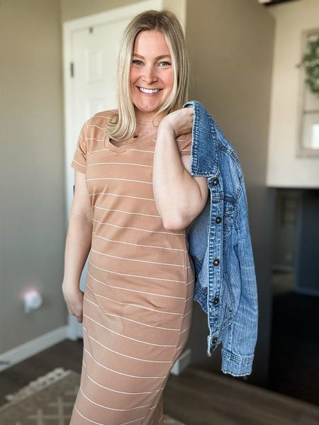 PREORDER Sydnee Striped Maxi T-Shirt Dress