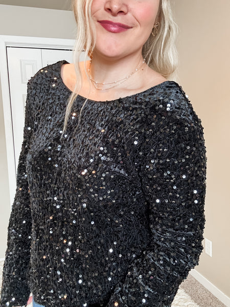 Pop The Bubbly Sequin Top - SIZE MEDIUM
