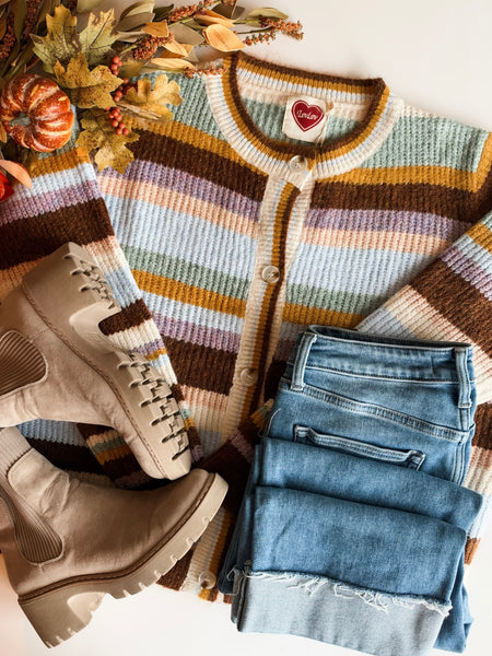 Faye Stripe Knit Cardigan