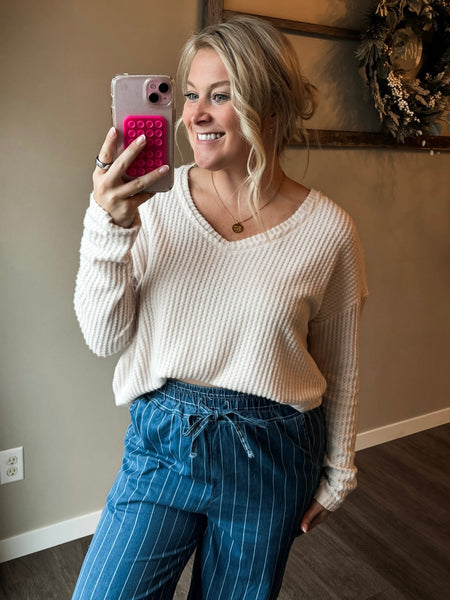 Baylor Waffle Knit Top - SIZE LARGE