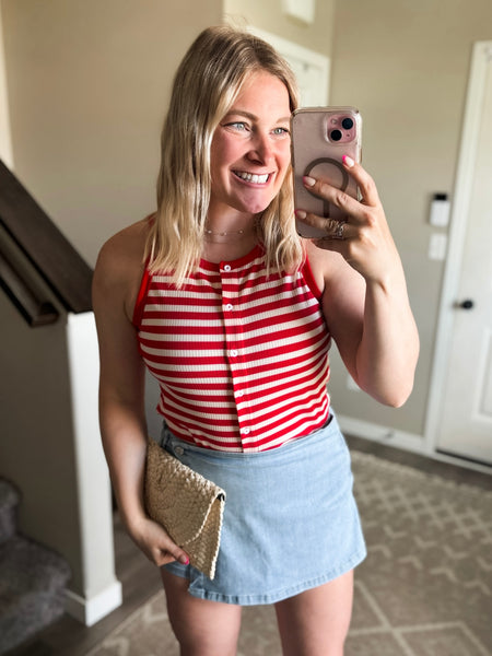 Orli Stripe Button Tank