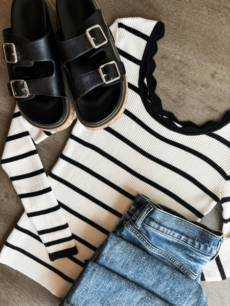 PREORDER Kolin Scalloped Stripe Long Sleeve