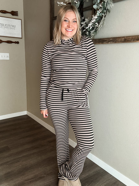 Megan Stripe Lounge Set - Black