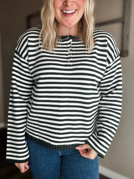 PREORDER Lyra Stripe Henley Sweater