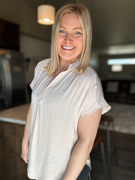 Luma V Neck Blouse - Papyrus