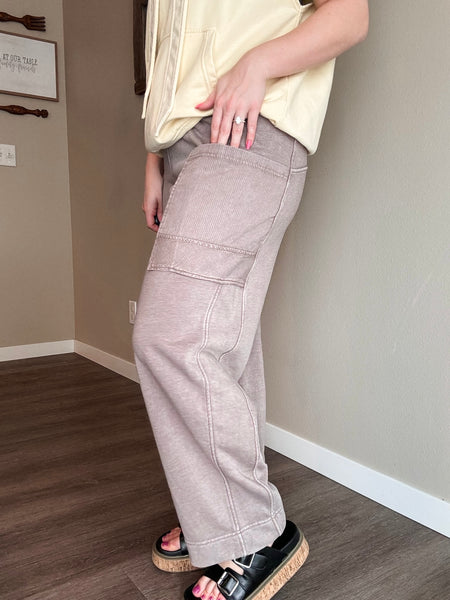 Laela French Terry Cargo Pant - Mocha
