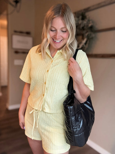 Del Mar Crinkle Loungewear Set - Yellow