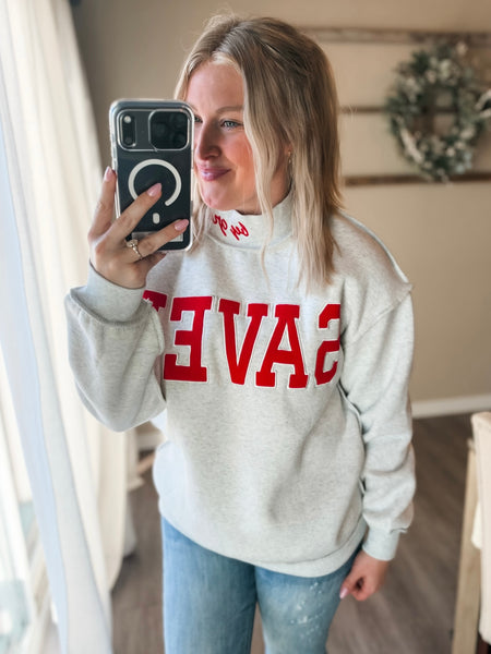 PREORDER Saved By Grace Mock Neck Sweatshirt