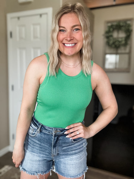Kiri Micro-Ribbed Tank Top - Green