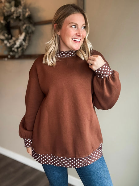 PREORDER Gwenna Polka Dot Mock Neck Pullover