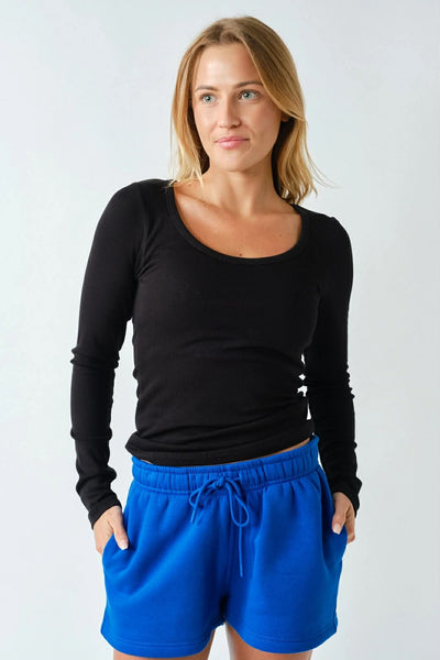 Neena Micro-Ribbed Long Sleeve - Black