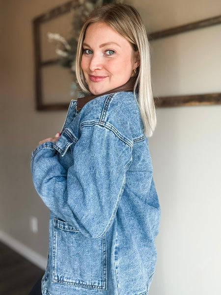 PREORDER Memphys Leather Collar Denim Jacket