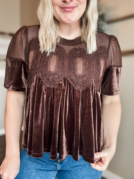 Cambri Velvet Babydoll Top