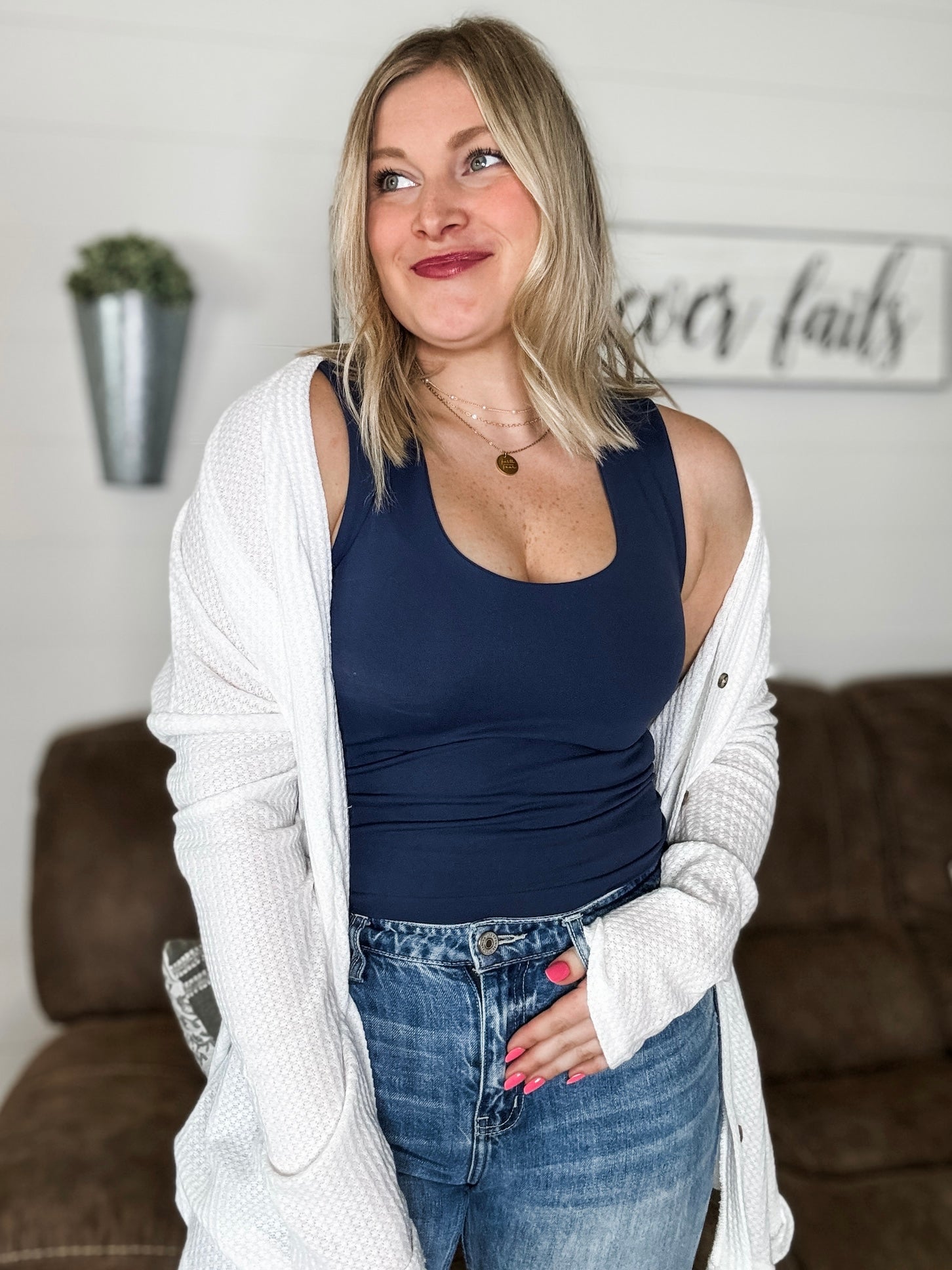 Meera Double-Layered Luxe Tank - Prussian Blue