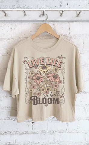 Full Bloom Floral Cropped Tee - SIZE SMALL