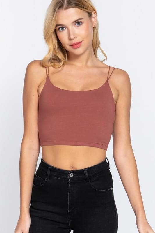 Marilyn Two Strap Cami Crop - Terracotta - SIZE SMALL