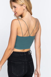 Marilyn Two Strap Cami Crop - Teal