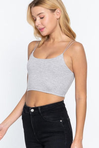 Marilyn Two Strap Cami Crop - Grey - SIZE LARGE