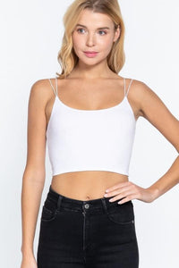 Marilyn Two Strap Cami Crop - White